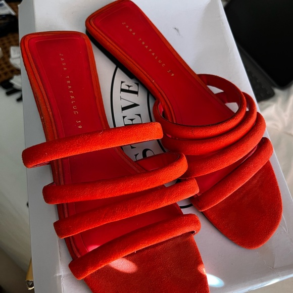 Zara Vibrant Red Strappy Sandals - Picture 1 of 2